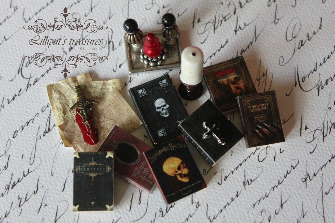Dollhouse Miniature Vampire/dracula/horror/gothic Books Set Etsy