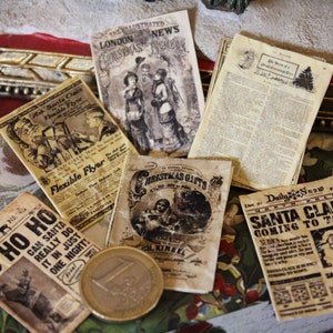Dollhouse miniature Christmas vintage newspapers and magazines