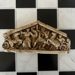 Miniature reproduction of ancient Greek bas-relief for dollhouse and diorama