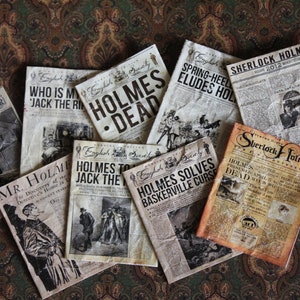 Dollhouse miniature Sherlock Holmes  9. different ancient newspapers