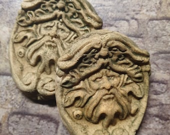 Dollhouse miniature green man bas relief