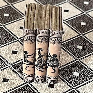 Dollhouse miniature stacks of 3 book about ancient Greek/ Etruscan