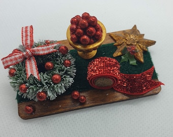 Dollhouse miniature  Christmas home decoration tray