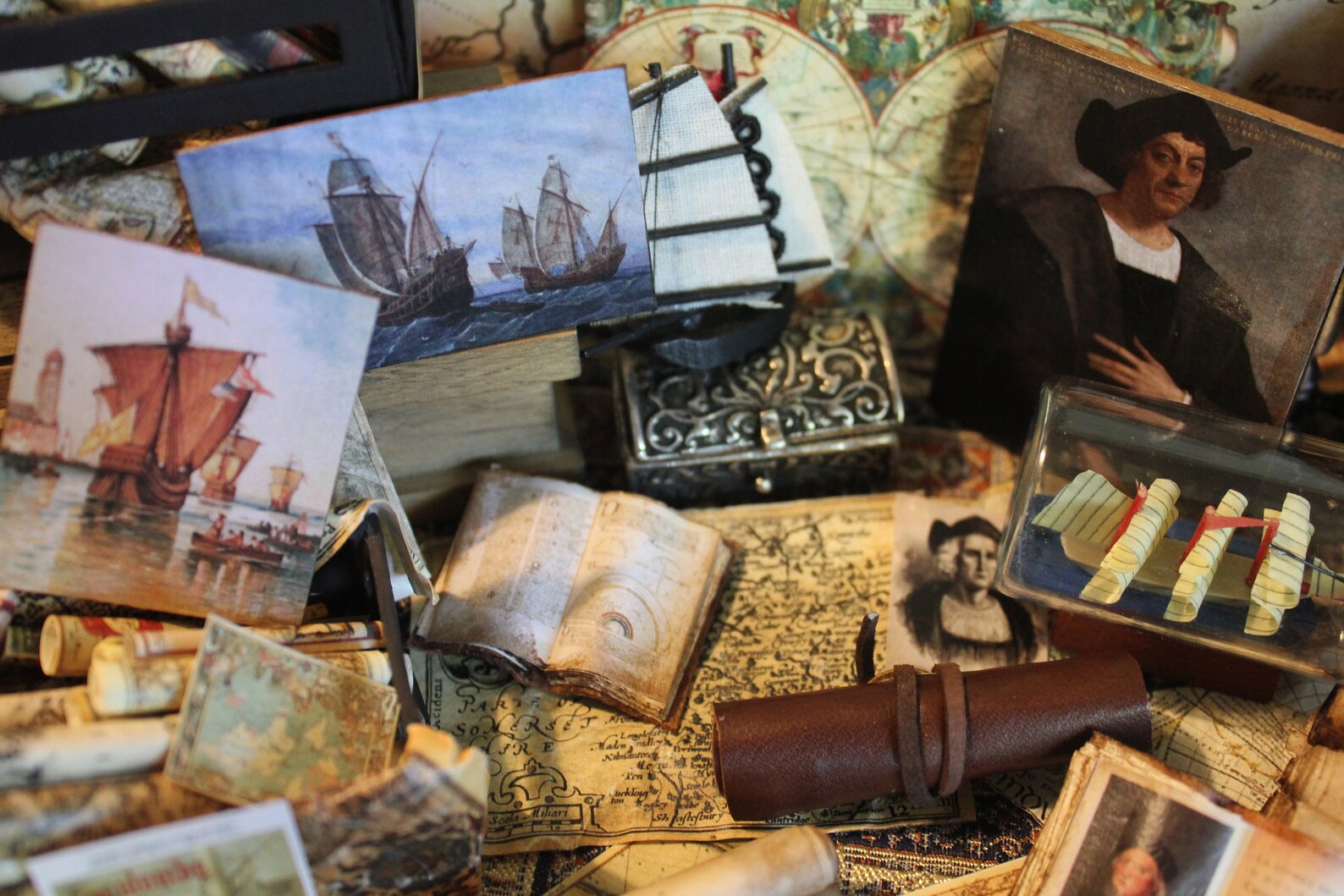 Dollhouse Miniature Ancient Columbus Map on Leather Etsy