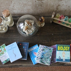 Puppenhaus Miniatur-Set von 8 Biologie-Bücher