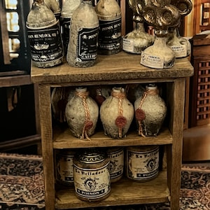 Dollhouse miniature strange containers of ingredients for magic potions