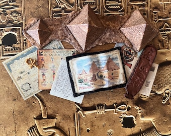 Dollhouse Miniature Ancient Egypt tray with finds, sheets, documents and books OOAK