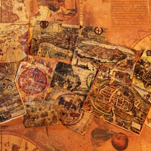 Juego de mapas medievales en miniatura para casa de muñecas