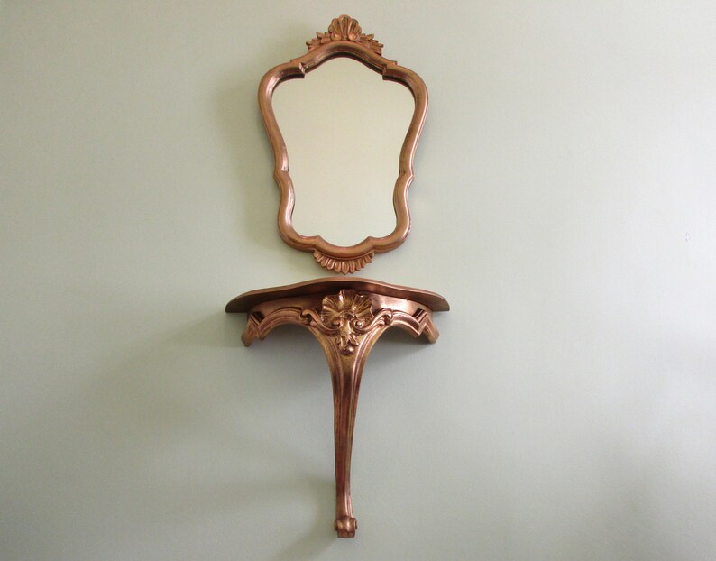 French Vintage Gold Gilt Wall Mirror And Matching Console Table Perfect For A Hallway Hollywood Regency Glamour Your Home