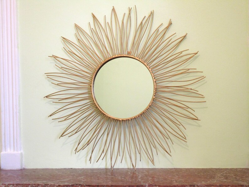 Large Gold Vintage 1970s French Sunray Mirror Large Gold Vintage 1970s French Sunray