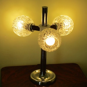 3 Ball Vintage French Table Light -Vintage Chrome Lamp - Funky Shiny Powerful - 1970s Table Lamp - French Vintage Table Lamp