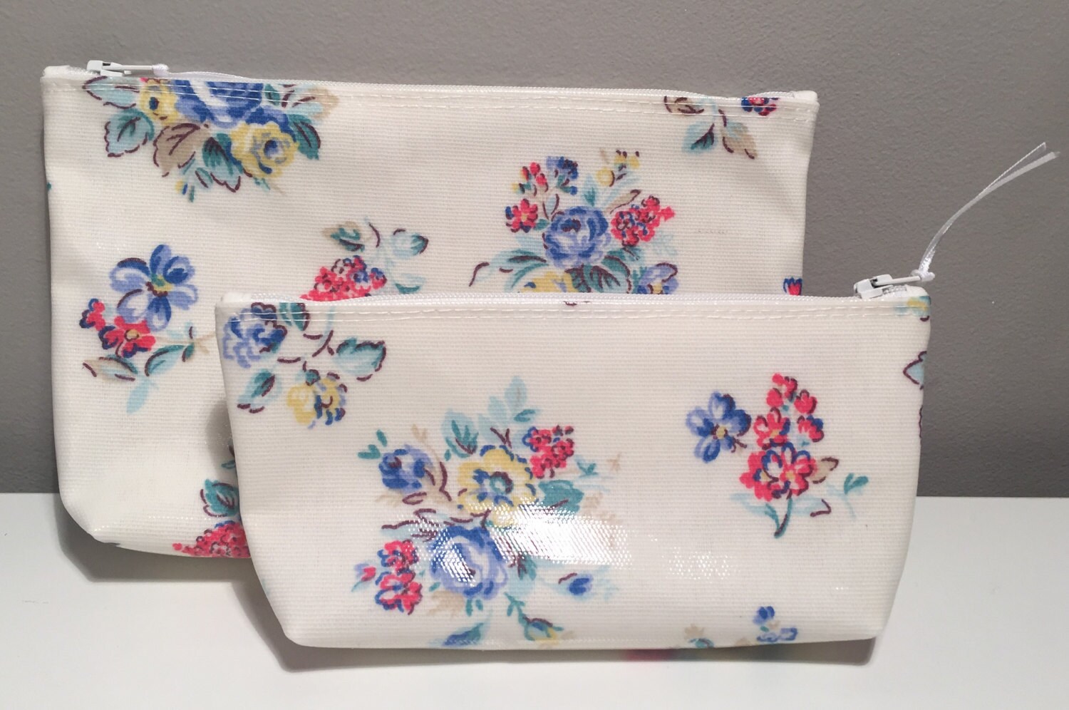 2 Makeup Bag Made With Cath Kidston Oil Cloth Material Highgate Rose Etsy