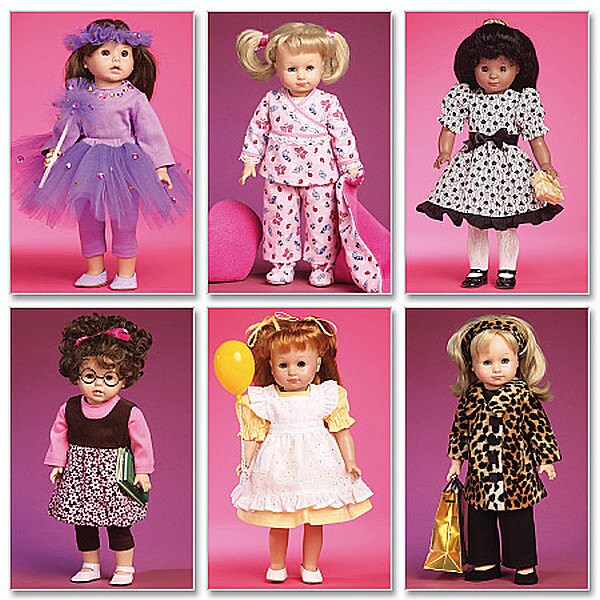 McCalls 6005, 18 Inch Doll Clothing Pattern, Dresses, Costume, Pajamas, NEW and Uncut