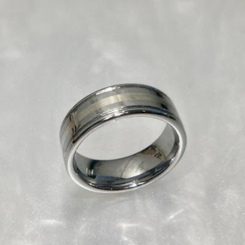 TUNGSTEN SILVER INLAY Ring - Etsy