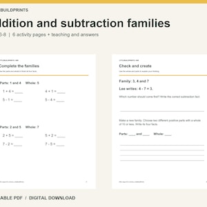 Fact Family Worksheets Within 10, Related Addition and Subtraction, Ages 6-8, Printable PDF
