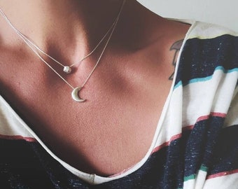 Sterling silver small charm necklace, dainty irregular form necklace, organic shape necklace, layer necklace,  easy to match necklace,