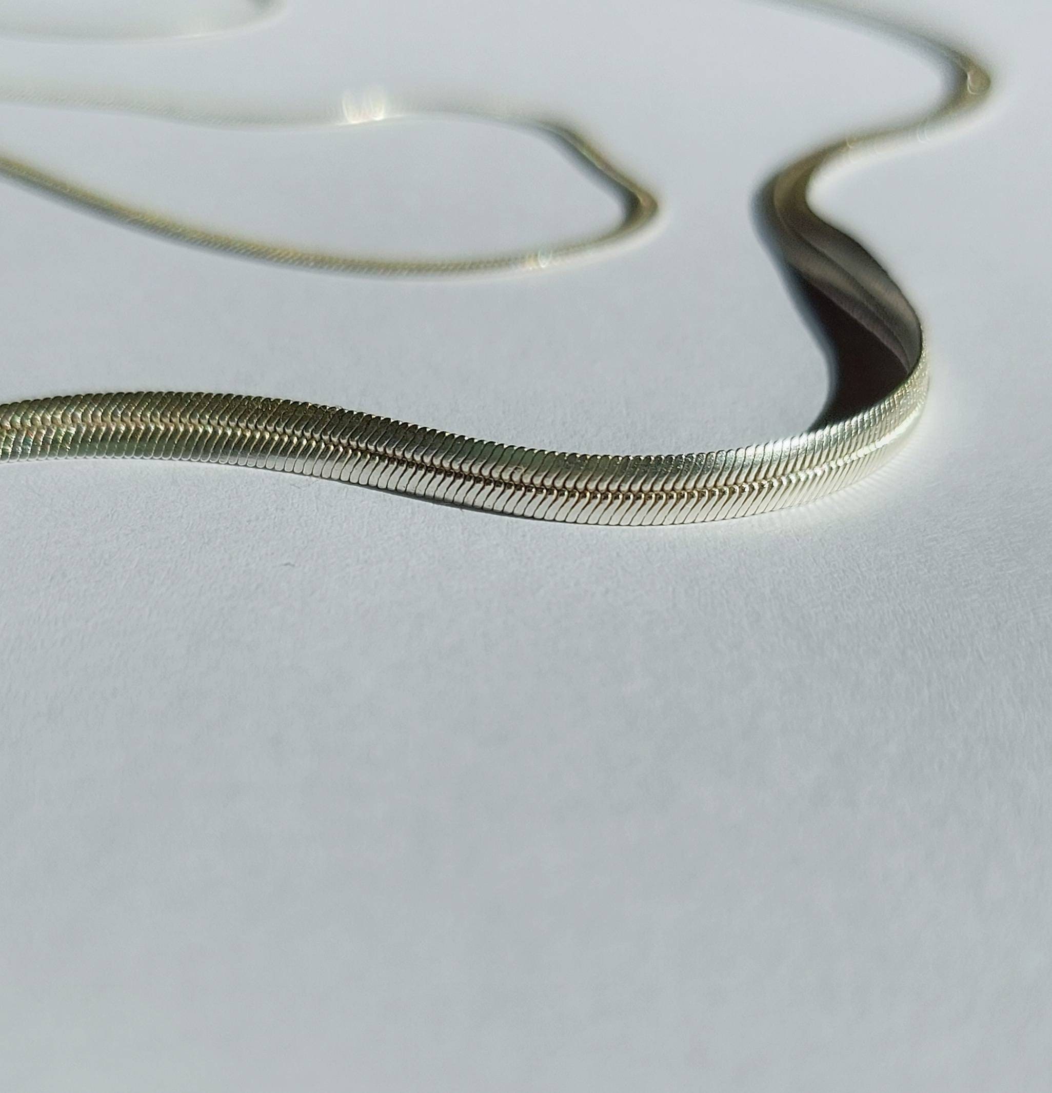 Sterling Silver Flat Snake Chain, Herringbone Silver Chain