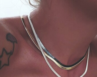 Sterling Silver Flat Snake Chain, Herringbone Silver Chain