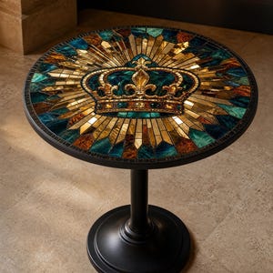 24 Inch Crown of Light Stained Glass Mosaic Bistro Table