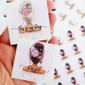 she is loved - 2 inch circle stickers - SET OF 20