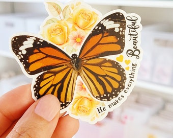 orange butterfly - vinyl decal sticker