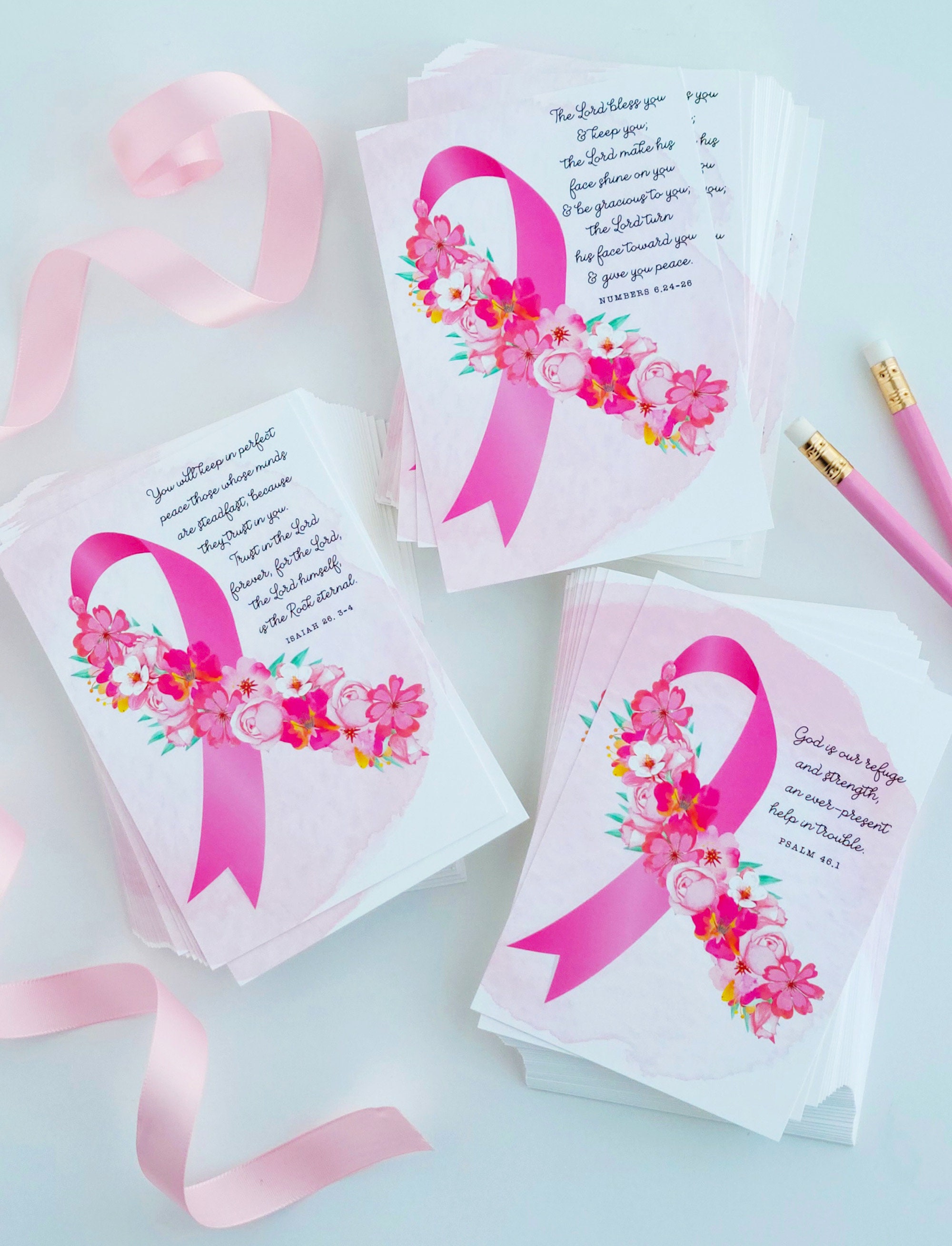 Breast Cancer Awareness Bookmarks With Pink Ribbon