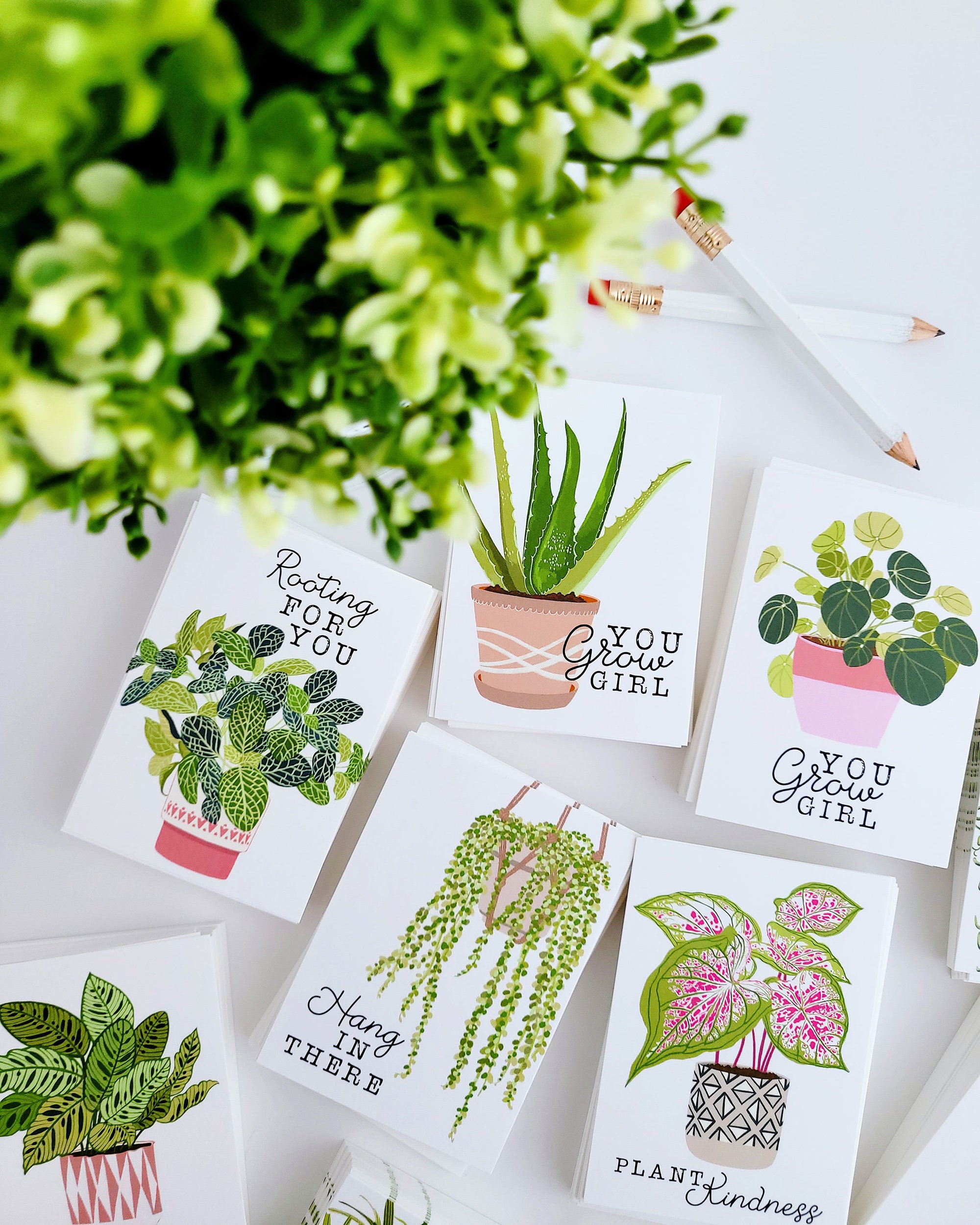 Simply mini plants mini note cards SET OF 20 Etsy