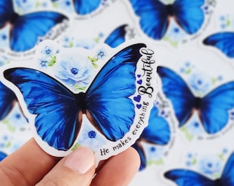 blue butterfly - vinyl decal sticker