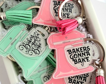 bakers gonna bake - pink / aqua mixer - keyring planner purse charm