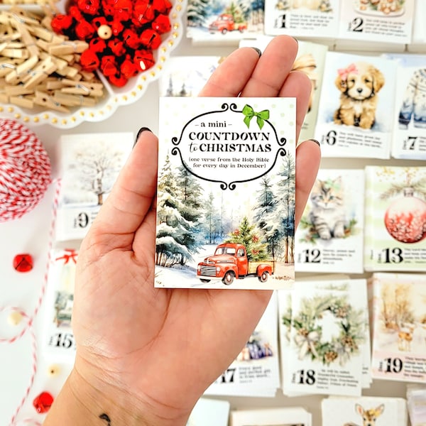 a mini countdown to Christmas - advent cards note and scripture cards - SET OF 26