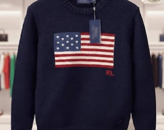 Original Polo Ralph Lauren Pullover mit Flaggenmotiv | Strickpullover aus den USA