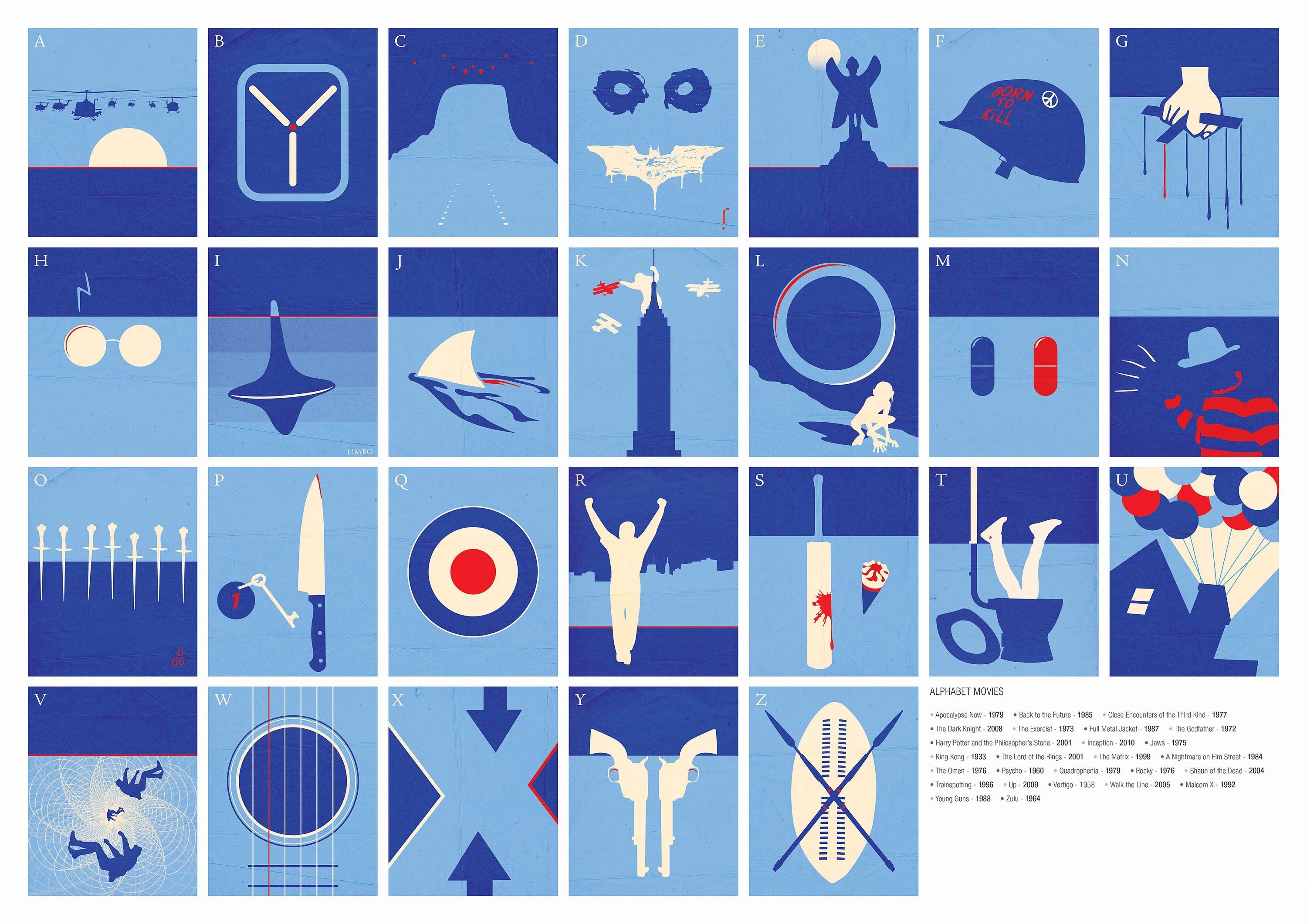 ★日本未入荷! 映画ファン必見【BFI】Comedy Film alphabet tote Movie Poster - Alphabet Poster - A-Z Film Poster - Film Quiz