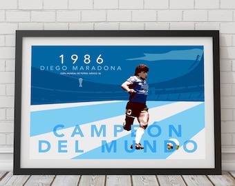 Diego Maradona - Argentina - Fotboll - Mexiko 86 - Fotbollsaffisch - VM - fars dag-present