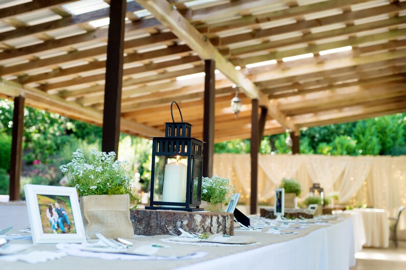 Table runner made from burlap and ivory lace image 8