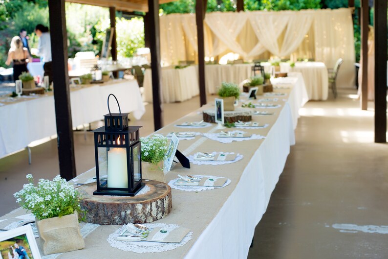 Table runner made from burlap and ivory lace image 4