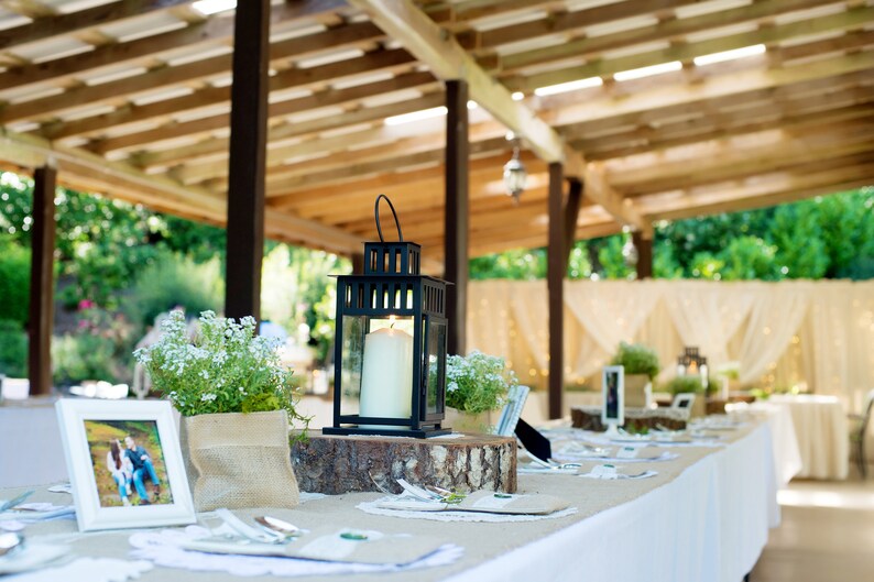 Table runner made from burlap and ivory lace image 5