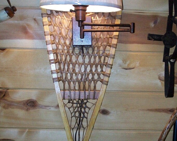 Rustic Snowshoe Wall Lamp Cabin Lodge Decor Light Etsy