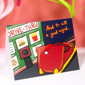 Cartões de Natal peculiares, Papai Noel engraçado, fast food, arte neon, cartão para colega de trabalho, para motorista de entrega, para primo, para amigo, lanches de Papai Noel
