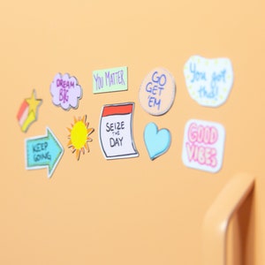 Fridge Magnets Set, teen girl gifts, cute encouragement gift, positive phrases quotes, locker teacher magnets, uplifting self love care gift