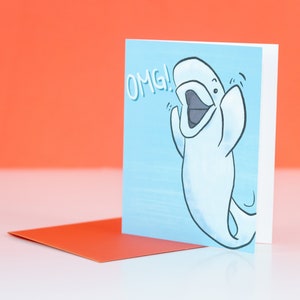 Carte de félicitations, animaux marins, anniversaire du béluga, nouvelle invitation nautique à la baby shower, surprise juste parce que carte, cadeau de félicitations