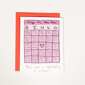 Tarjeta del Día de la Madre, linda tarjeta para mamá, tarjeta de gratitud, tarjeta única, regalos felices del día de la madre, tarjeta de bingo, tarjeta rosa, citas del día de la madre