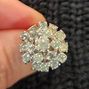 Vintage Mid-Century Tiered Rhinestone Starburst Cocktail Ring Size 5.75