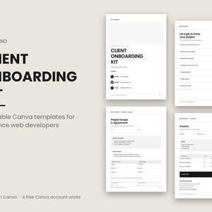 Client Onboarding Kit for Web Developers | Editable Canva Template | Intake Form, Scope Agreement