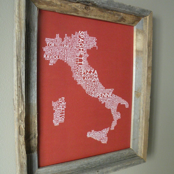 Italian Foods Map (Red) - Unframed