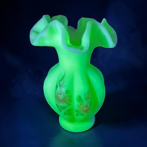 Fenton Custard Uranium Glass Vase Hand Painted - Etsy