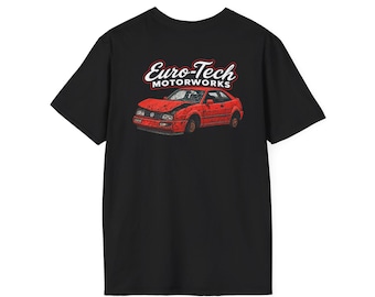 Euro-Tech Motorworks Vintage Red Car T-Shirt | Automotive Logo Tee