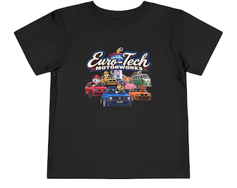 Euro-Tech Motorworks Cartoon Cars Toddler Tee | Classic European Car Illustration