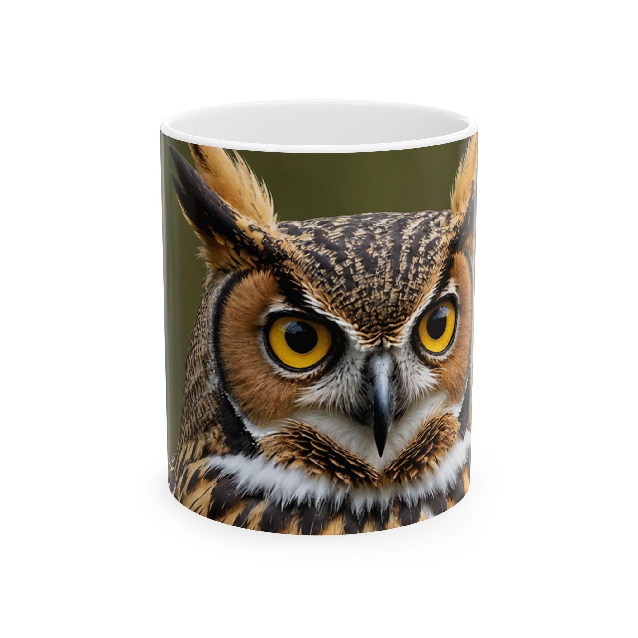 Great Horned Owl Mug, Midwest Raptor Coffee Cup, Bird Lover Gift for Birdwatchers