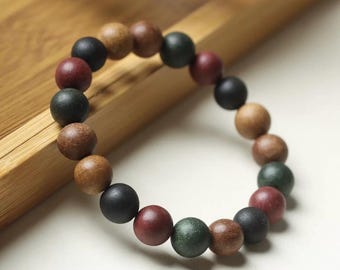 Handmade Safflower Incense Bracelet, Multicolour Herbal Beads, Gift Box