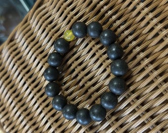 Black Incense Bead Bracelet, Resin Cinnamon Scent, Unisex, Water Element